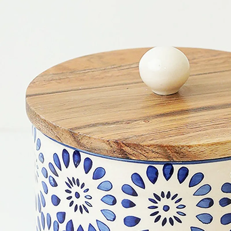 Hellenic Heritage Ceramic Storage Jar with Mango Wood Lid - 800 mL media 5