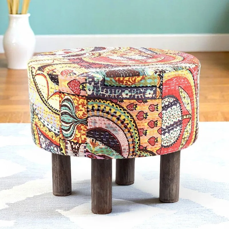 Qverix Acacia Wooden Ottomans - Multicolor media 1