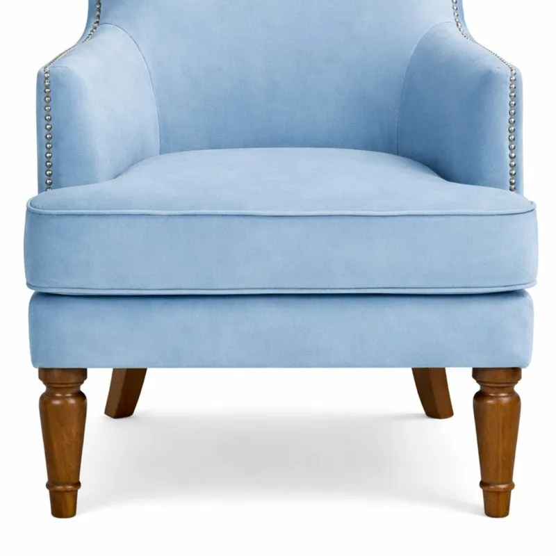 Elysian Teak Wood & Velvet Regal Lounge Chair - Blue media 4