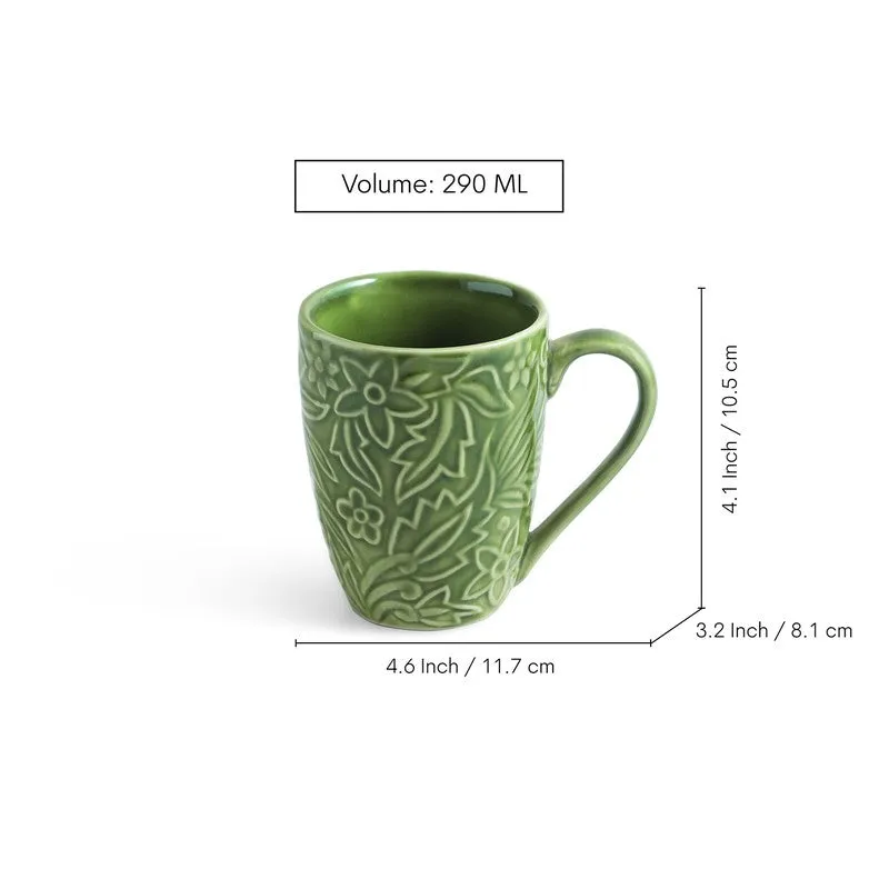 Green Ceramic Coffee Mug (290 mL Each) - Set Of Two media 7