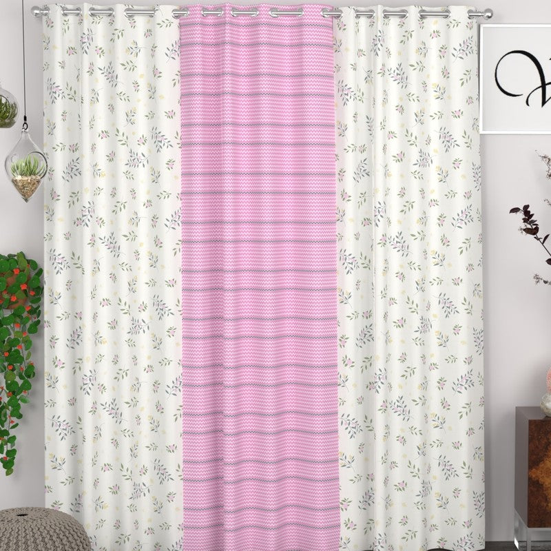 Petal Aura Symphony Curtains - Set of Three - Door - 7 Feet