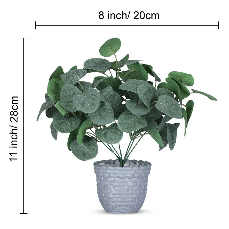 Foliyaj Artificial Green Eucalyptus Plant in Grey Pot media 6