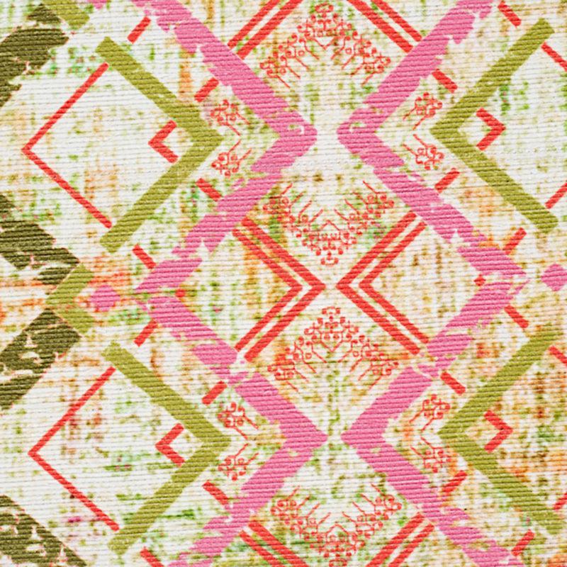 Thrain Geometric Polyester Anti-Skid Carpet - Green & Pink media 6
