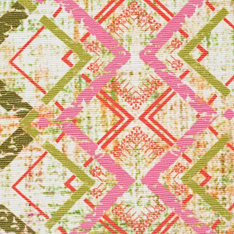 Thrain Geometric Polyester Anti-Skid Carpet - Green & Pink media 6