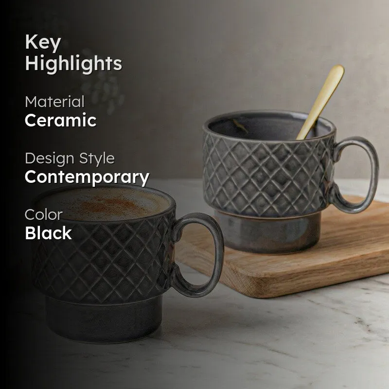 Fjord Ceramic Coffee Mug (500 mL Each/Ash Grey) - Set of Two media 2