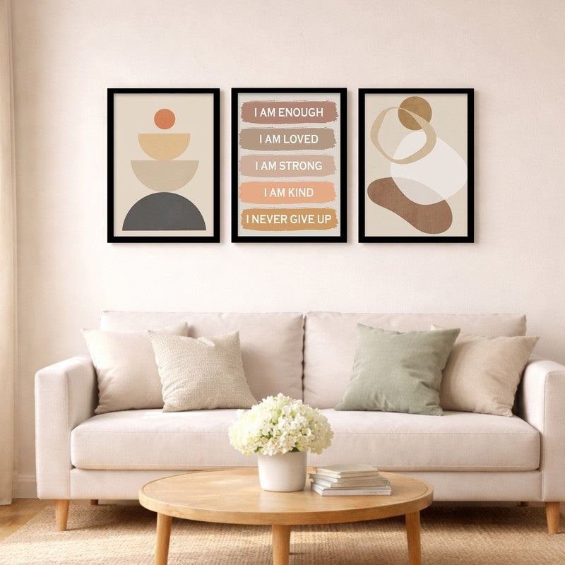 Motivational Affirmations Paper Wall Painting With Frame - Set Of Three media 4