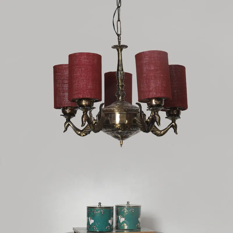 Vichitra Cylindrical Golden Antique Ceiling Lamp media 2