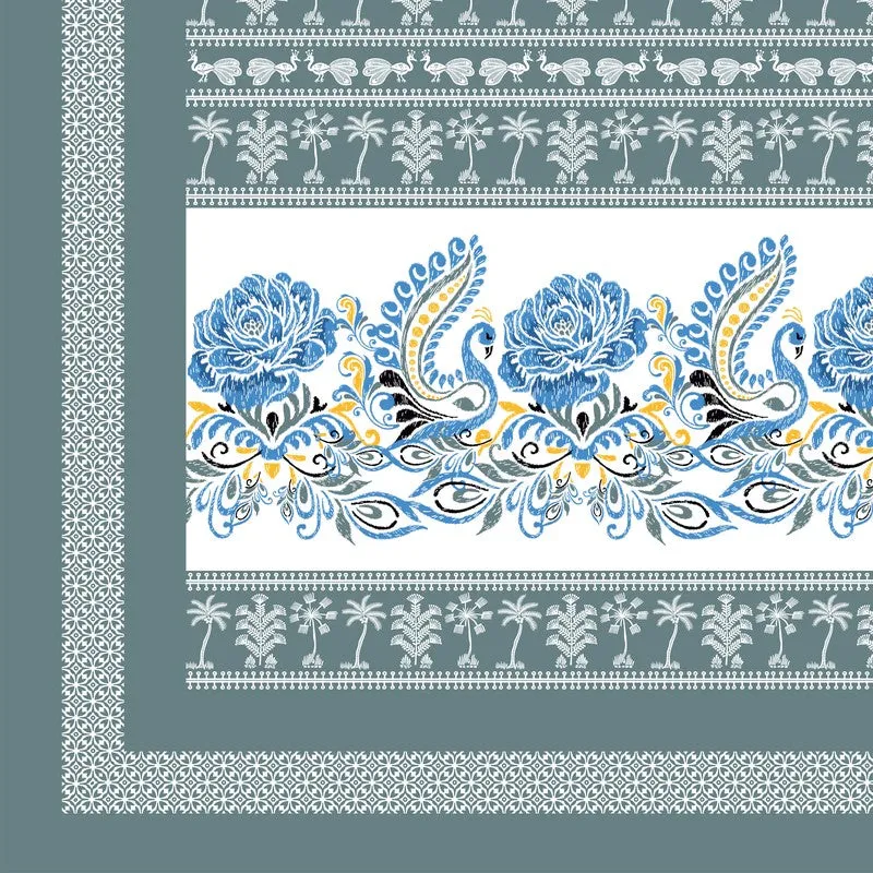 Ethnic Classic Cotton Bedsheet (Blue,White) - 120 TC media 5
