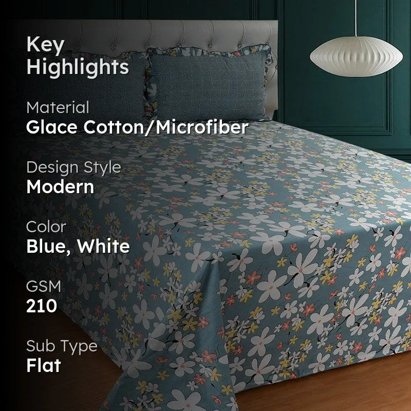 Lace & Letters Floral Microfiber Bedsheet (Beige) - 210 GSM media 2