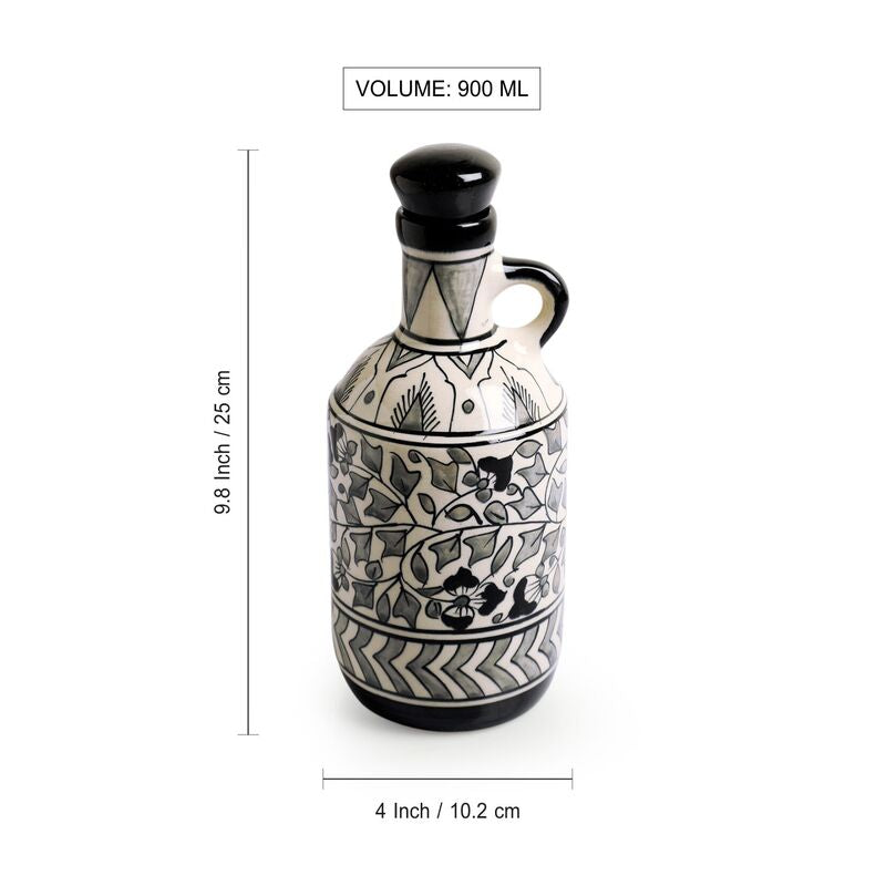 Mughal Musca Handpainted Oil Dispenser (Grey) - 900 ML media 6