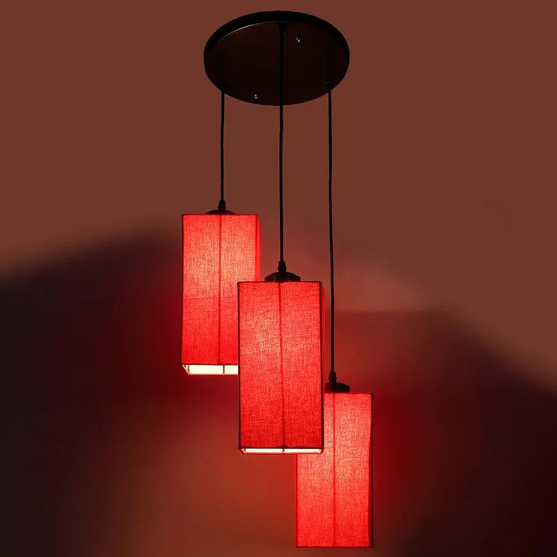 Warm Ivory Triple Metal Ceiling Lamp - Red media 6