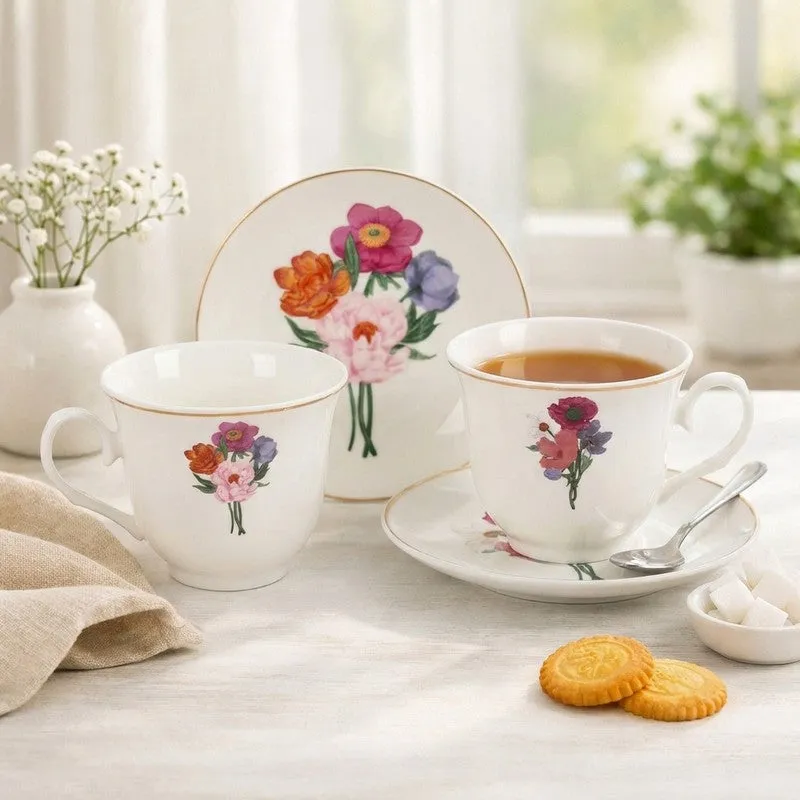 Eden 24k Gold Brushed Porcelain Tea Cup (300 mL Each) -  Twelve Piece Set media 3