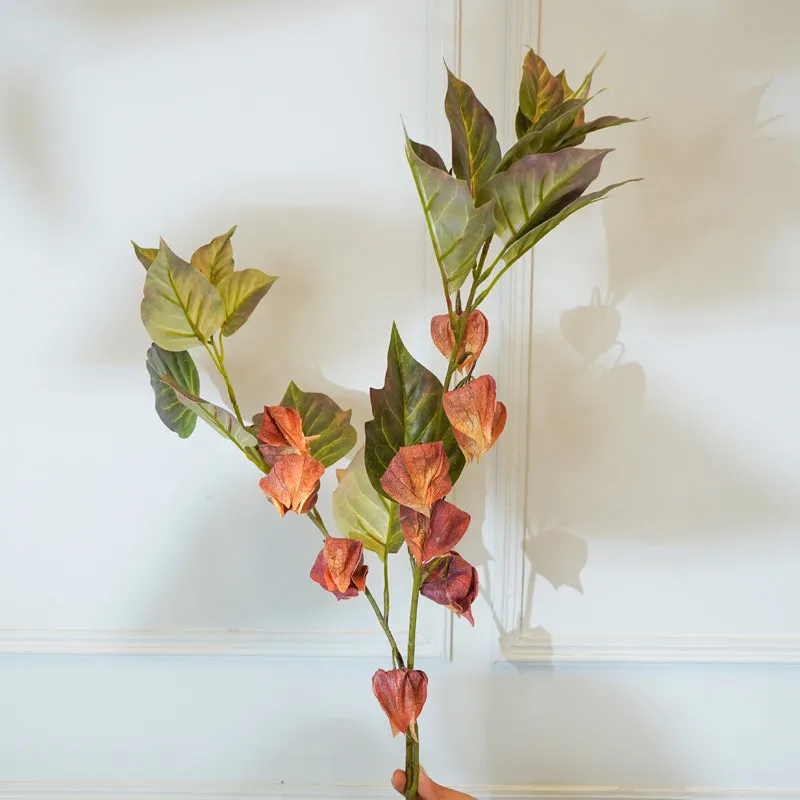 Faux Physalis Gooseberry Flower Stick (Maroon) - 35 CM media 3