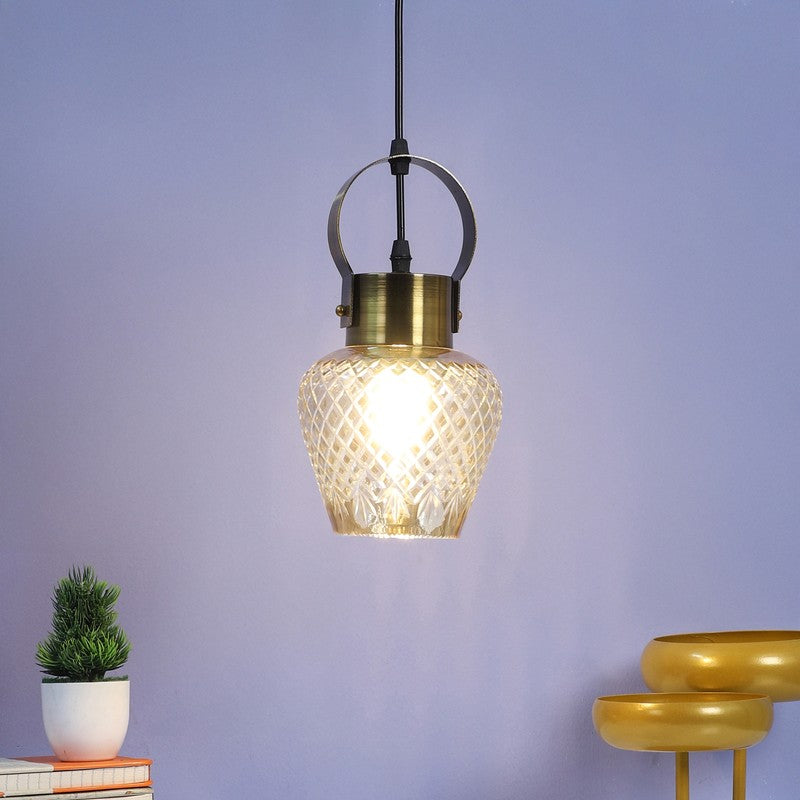 Antiqued Hoop Glass Ceiling Lamp