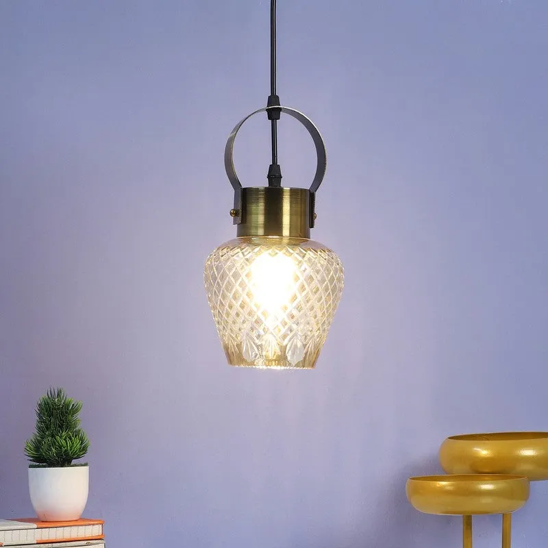 Antiqued Hoop Glass Ceiling Lamp media 1