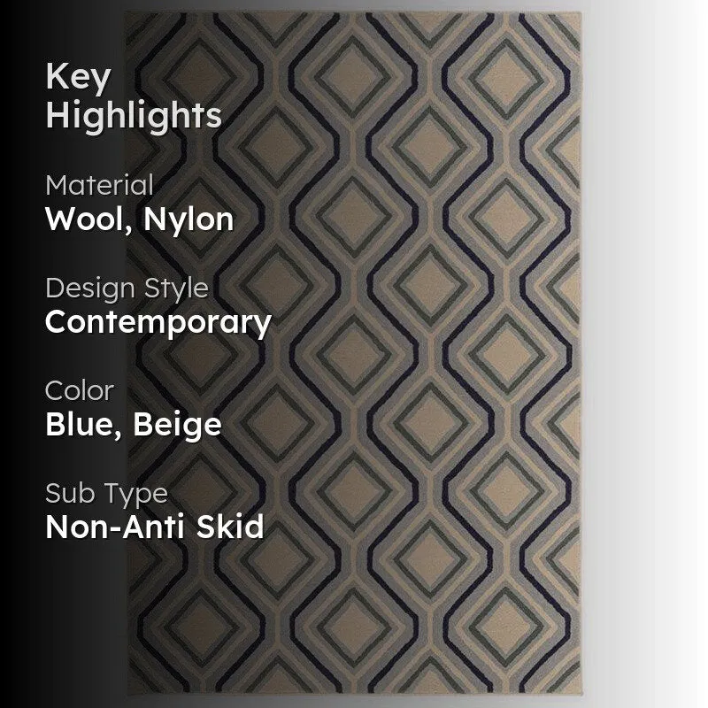 Faramir Hand Tufted Geometric Wool & Nylon Carpet - Grey media 2