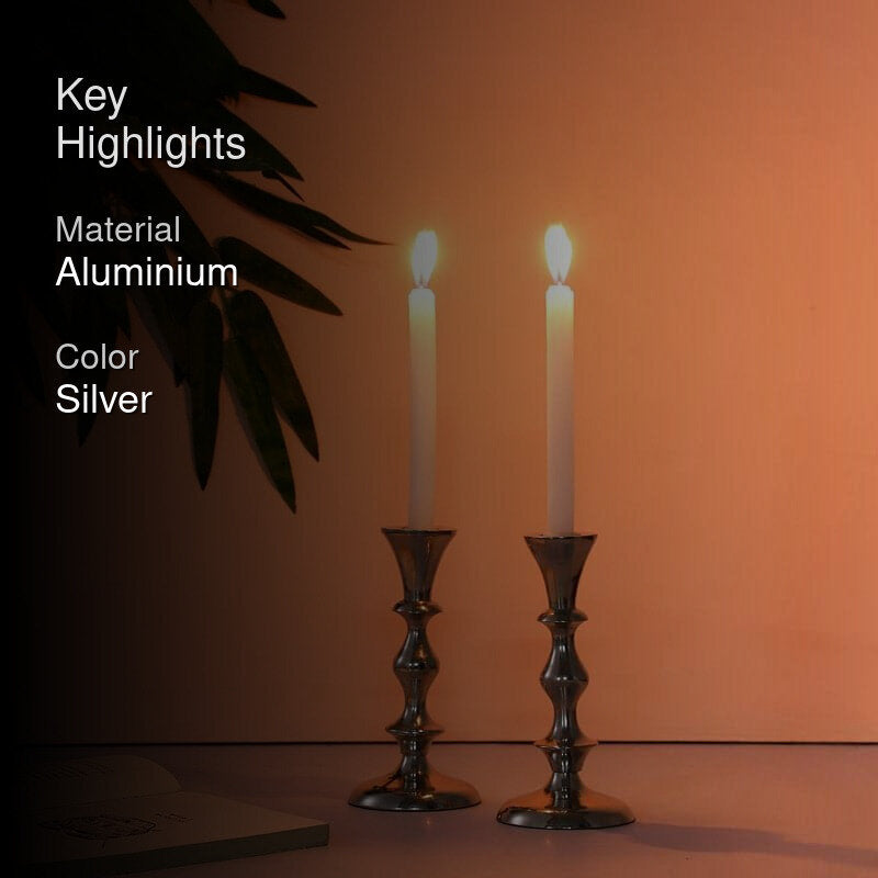 Morgera Candle Holder (Silver) - Set Of Two media 2