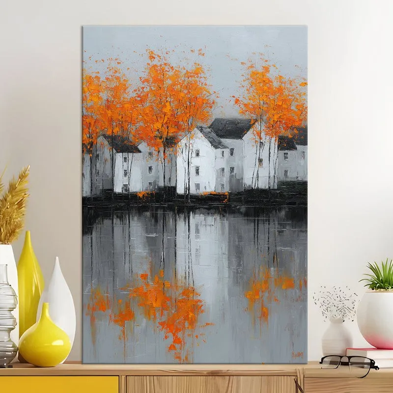 Serene Lakeside Homes Canvas Wall Art media 5