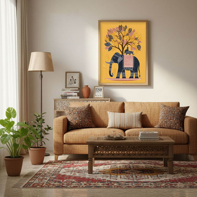 Gajtara Canvas Wall Painting With Brown Frame