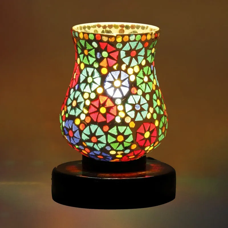 Crystalyn Mosaic Glass Table Lamp With Wooden Base - Multicolor media 6