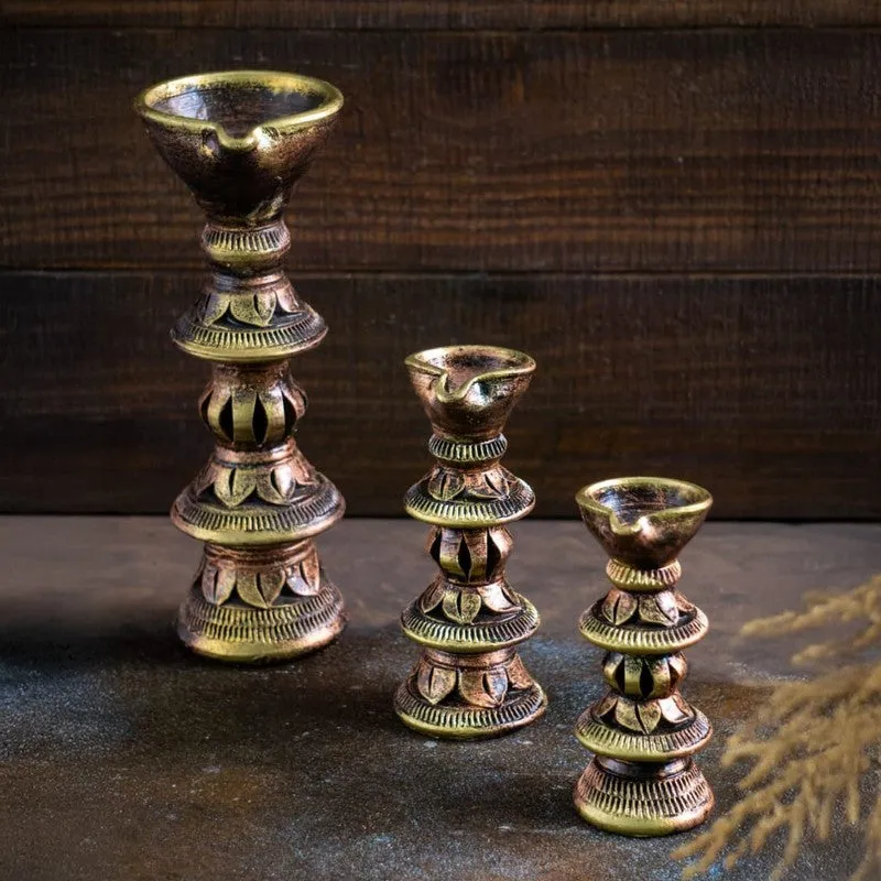 Vintage Charm Diya - Set Of Three media 9