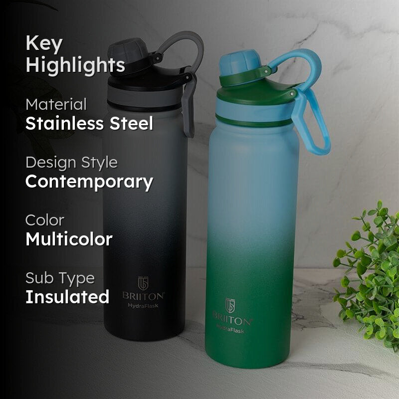 Serene Sip Hot & Cold Thermos Water Bottle (Black & Green, 800 mL Each) - Set Of Two media 2