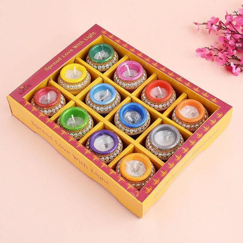 Matka Terracotta Diya - Set Of Twelve media 1