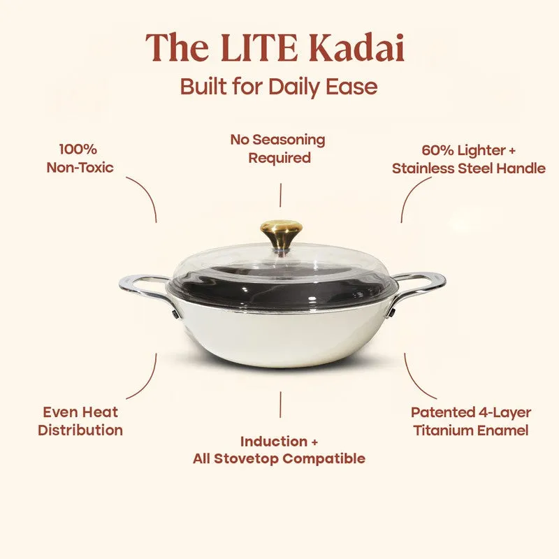 Cumin Co Enamel Cast Iron Kadhai (3100 mL) - White media 4