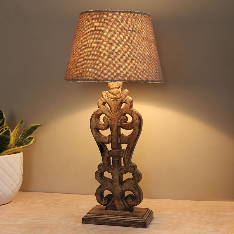 Tatami Deco Mango Wood Table Lamp - Beige,Brown