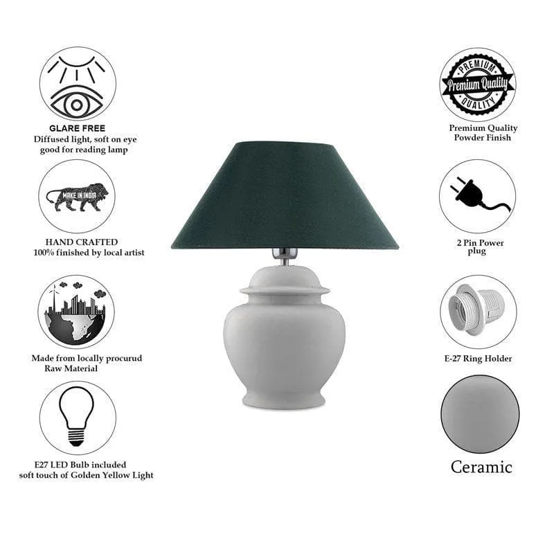 Fancy Pants Ceramic Table Lamp With Conical Shade - White,Green media 6