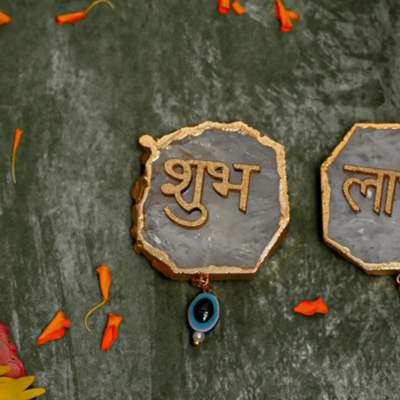 Shub Labh Agate Wall Accents (Grey) - Set Of Two media 3