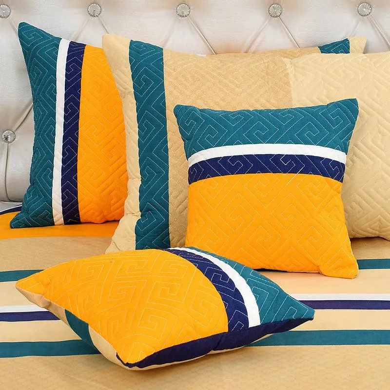 Strata Luxe Geometric Quilted Microfiber Bedding Set - Five Piece Set media 4