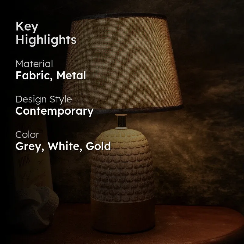 AarviDecor Hamilton Decorative Fabric Table Lamp - Grey media 2