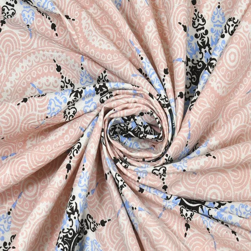 Taara Ethnic Printed Cotton Bedsheet (Peach,Blue) - 160 TC media 5