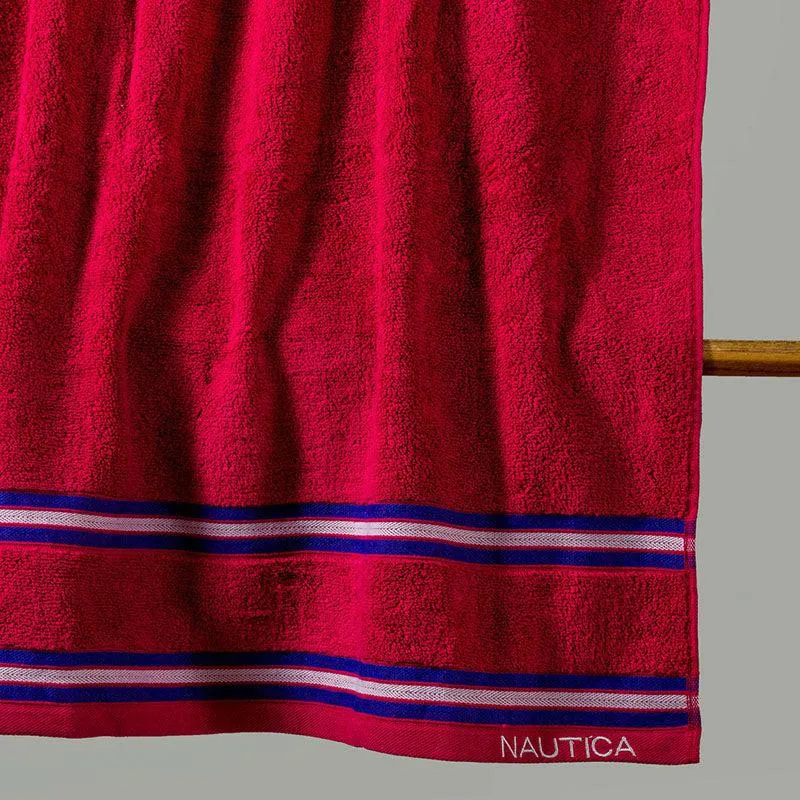 Nautica Dove Down Cotton Towel Set (Burgundy) - Set Of Two media 4