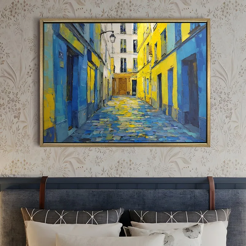 Sunlit Lane Canvas Wall Painting With Frame media 5