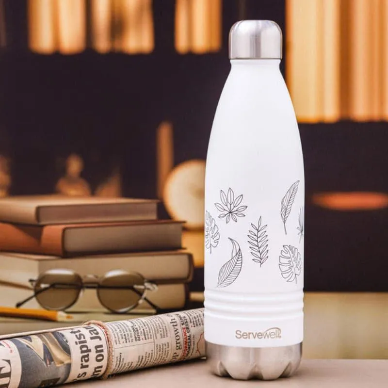 Leafy Mate Hot & Cold Thermos Bottle (White) - 750 mL media 1