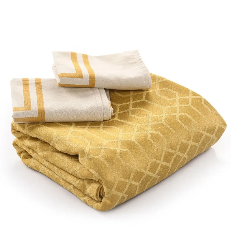 Grid Grace Cotton Bedsheet (Yellow) - 150 TC media 6