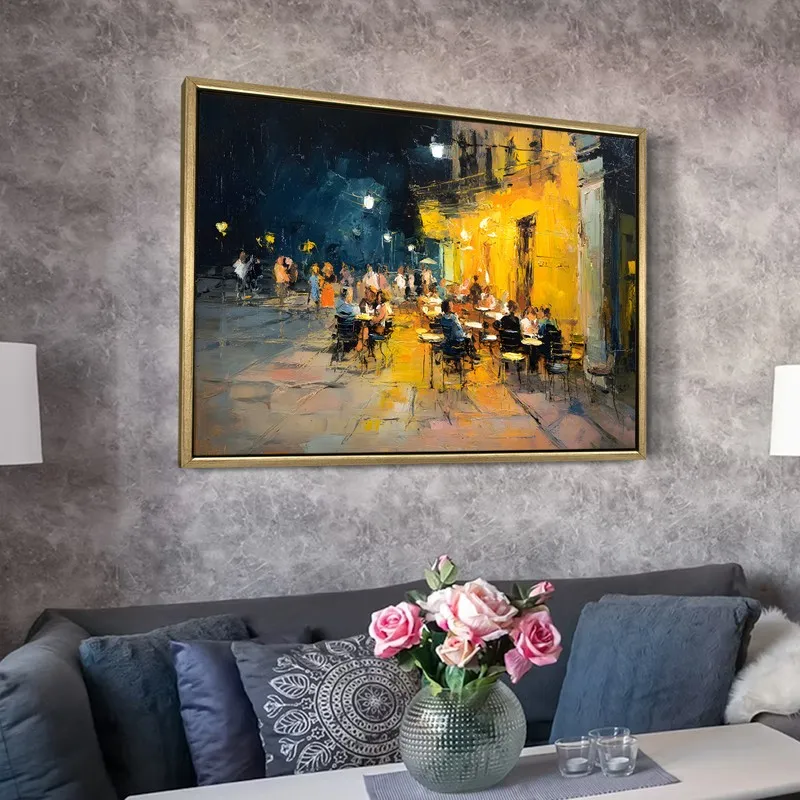 Golden Alley Canvas Wall Painting With Frame media 6