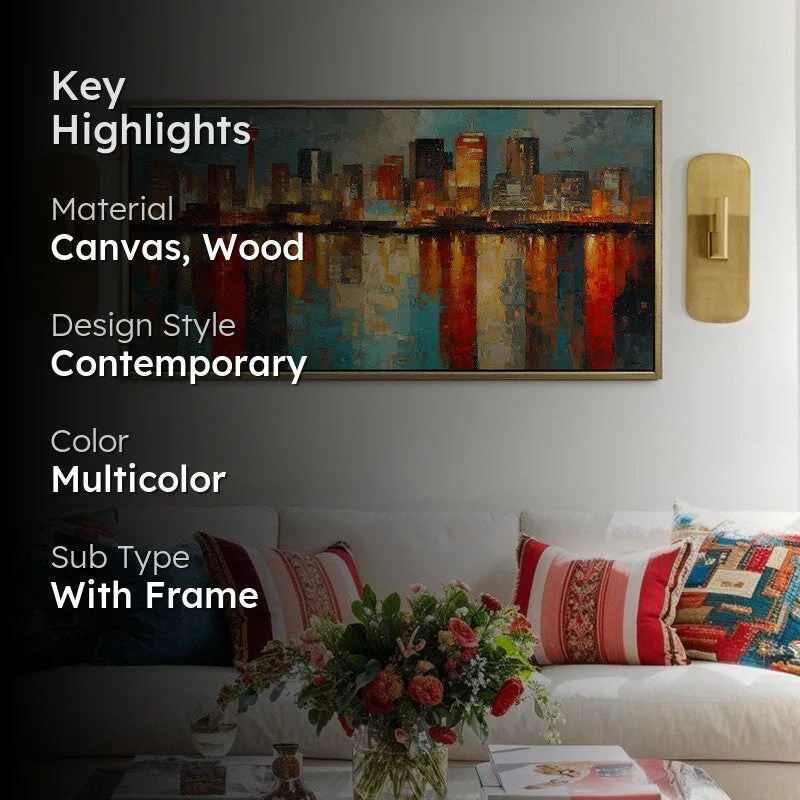Electric Nights Canvas Wall Painting With Frame media 2
