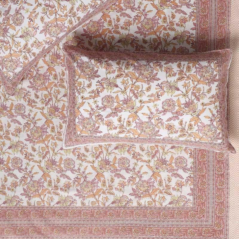 Pink Jungle of Flowers Cotton Bedsheet - 144 TC media 4