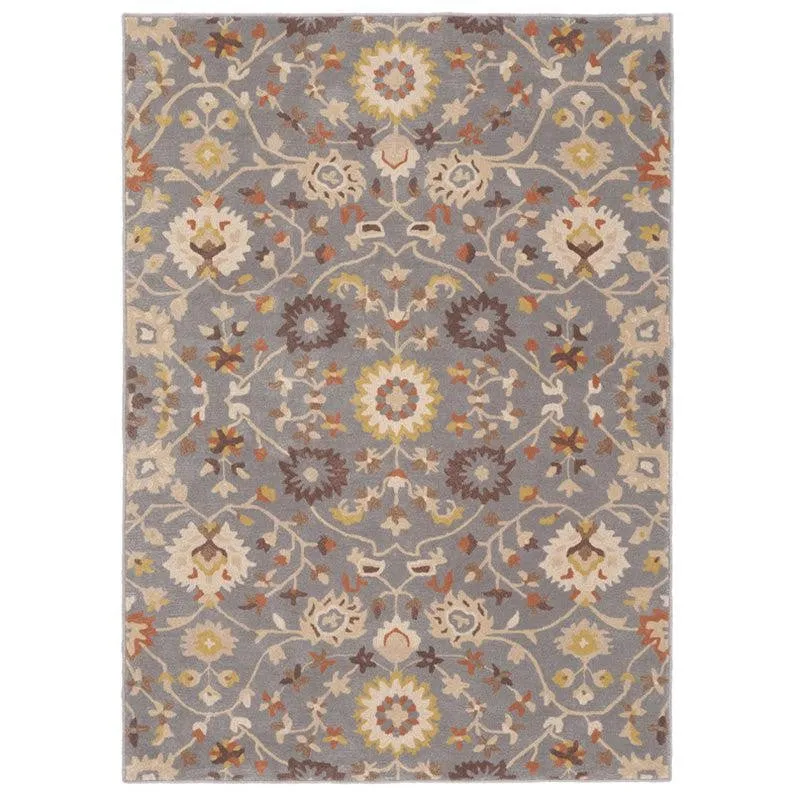 Erinyes Hand Tufted Ethnic Wool & Nylon Carpet - Grey media 1