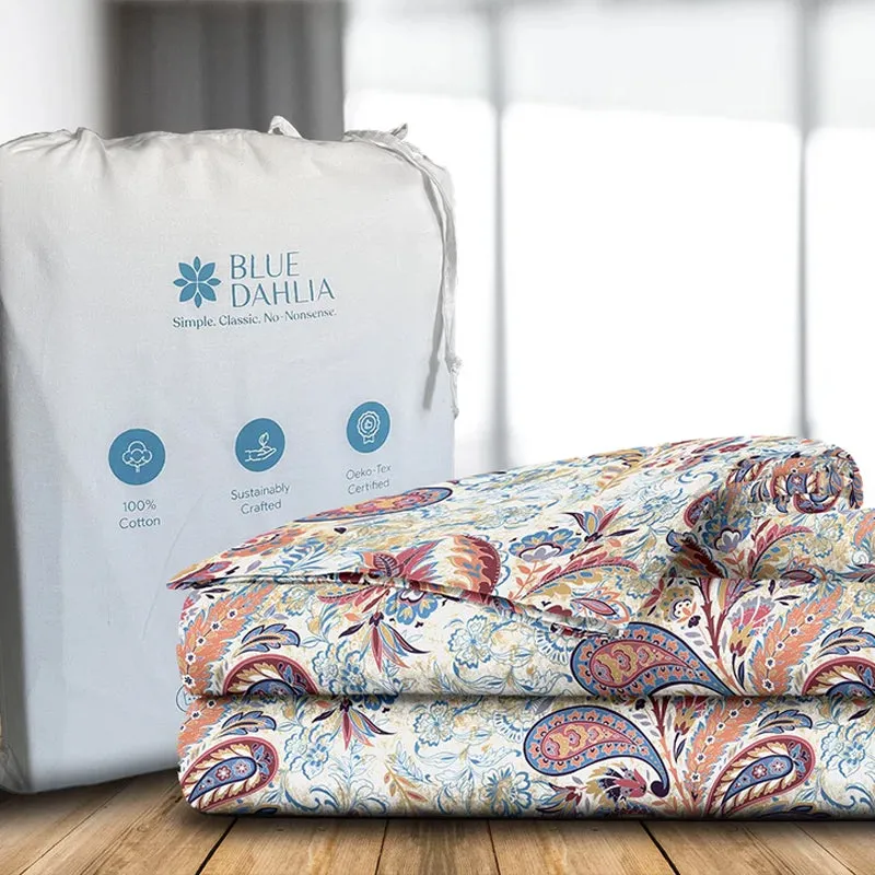 Boho Parsley Printed Cotton Duvet Cover - Rose, Red media 7