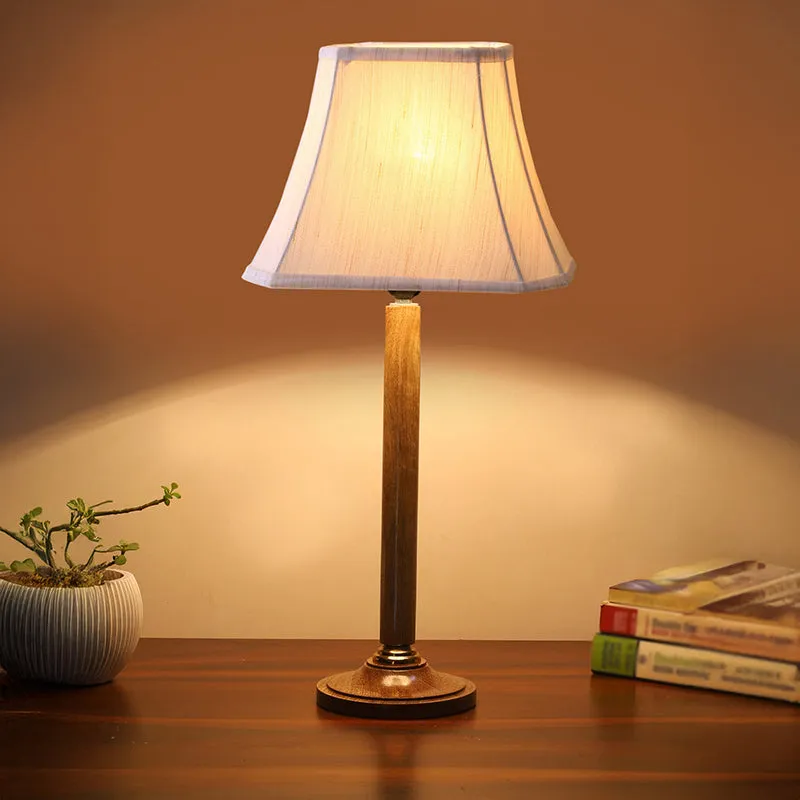 Mountain Table Lamp With Wooden Base - White,Brown media 2