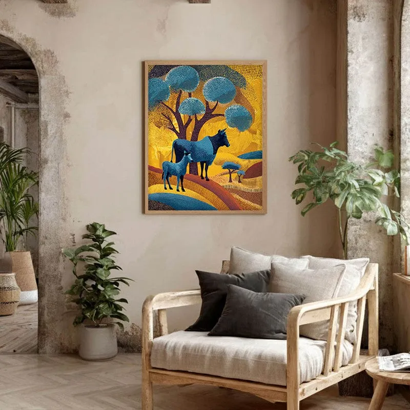 Golden Horizon Canvas Wall Painting With Brown Frame media 6