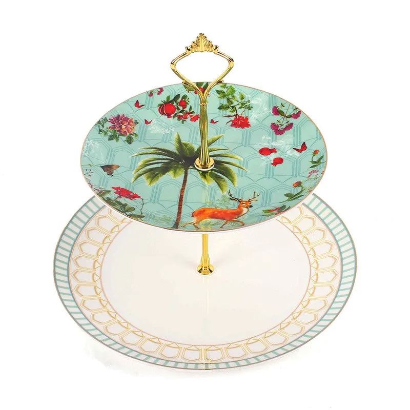 Royal Tier Cake Stand - Green,White media 4