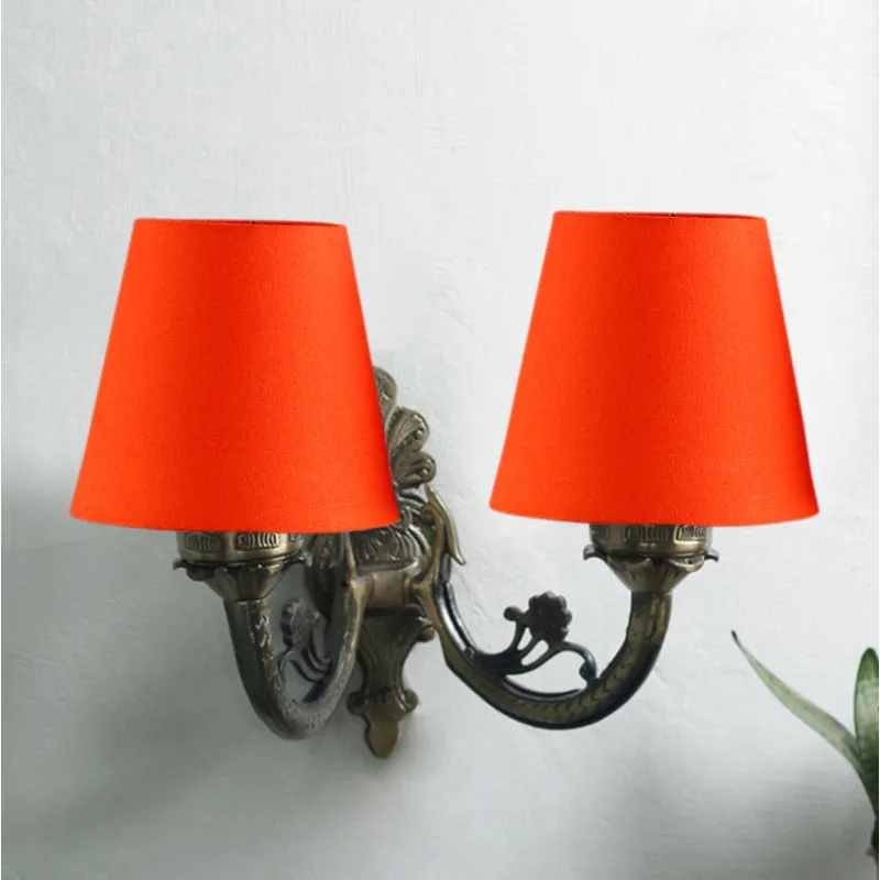 Vintage Conical Duo Fabric & Metal Wall Lamp - Orange media 3