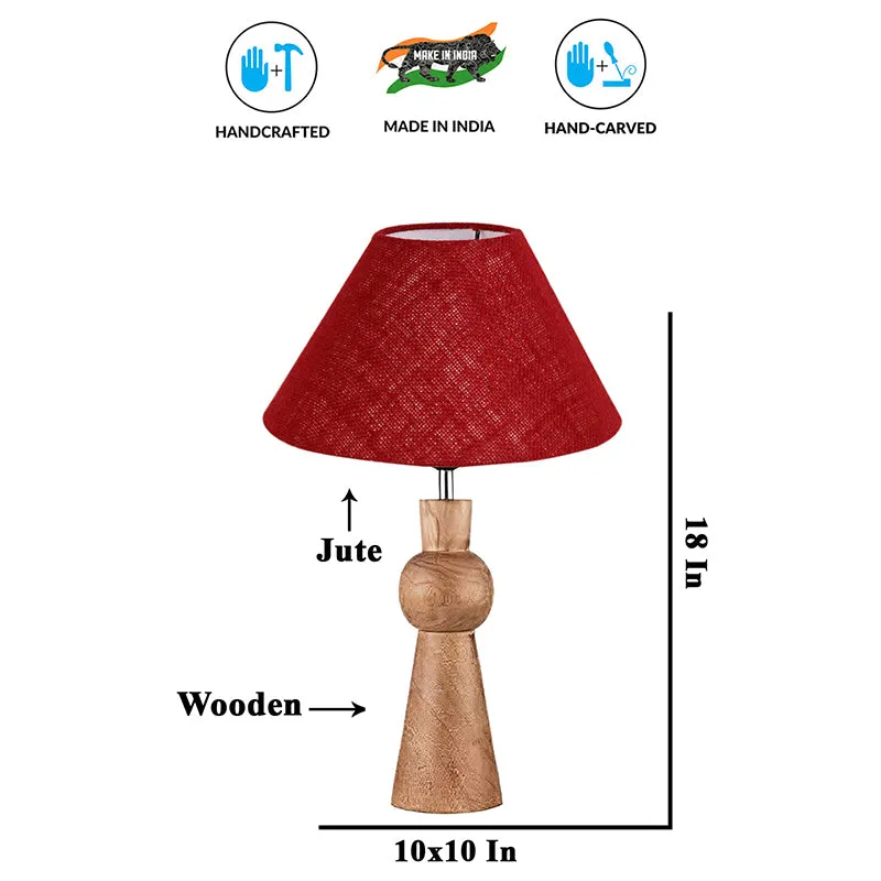 Angler Neo Jute Wooden Table Lamp - Maroon,Brown media 5
