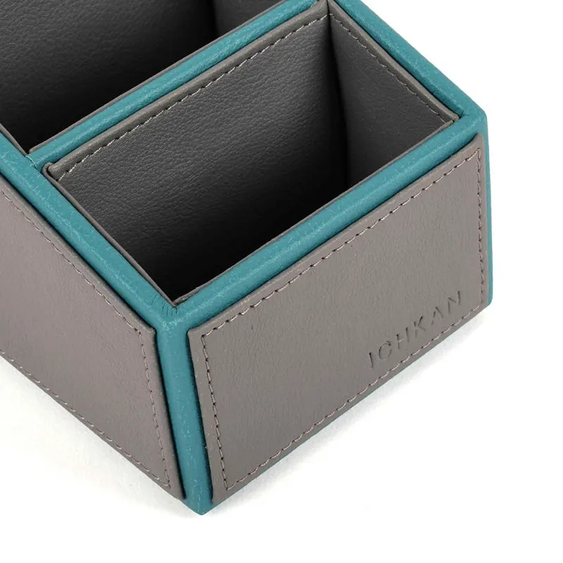 Tisca Slant Faux Leather Desk Organizer - Grey media 5