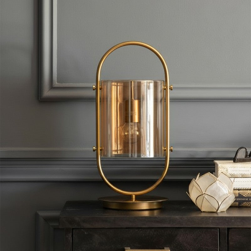AarviDecor Fairmont Designer Metal Table Lamp - Gold media 3